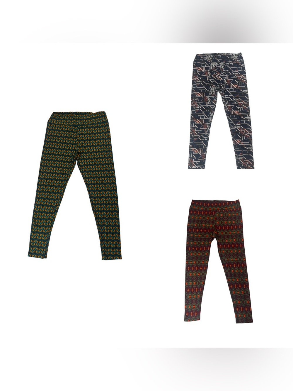 Set of 3 LuLaRoe Tall & Curvy Geometric Stretch Tall & Curvy Leggings Pants
